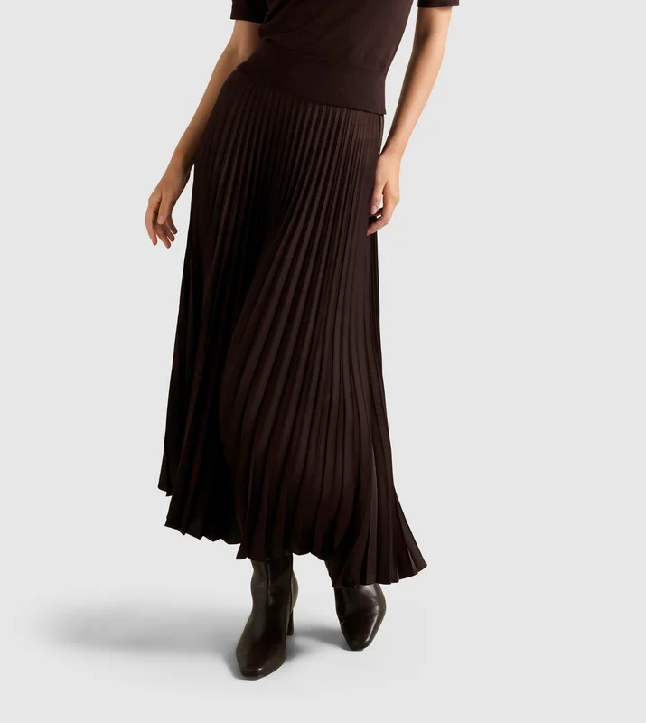 فورايفر نيو ESTELLE Satin Accordion Pleated Skirt